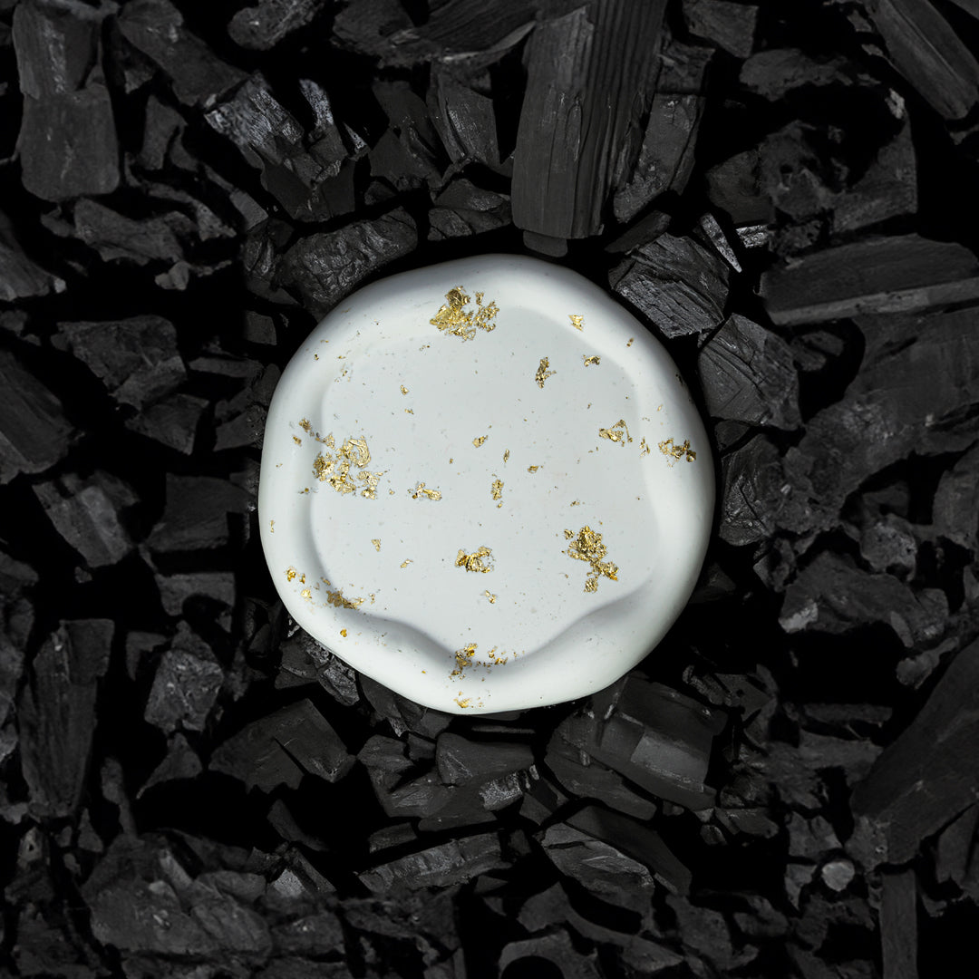 plateau rond en jesmonite feuille d'or - May26