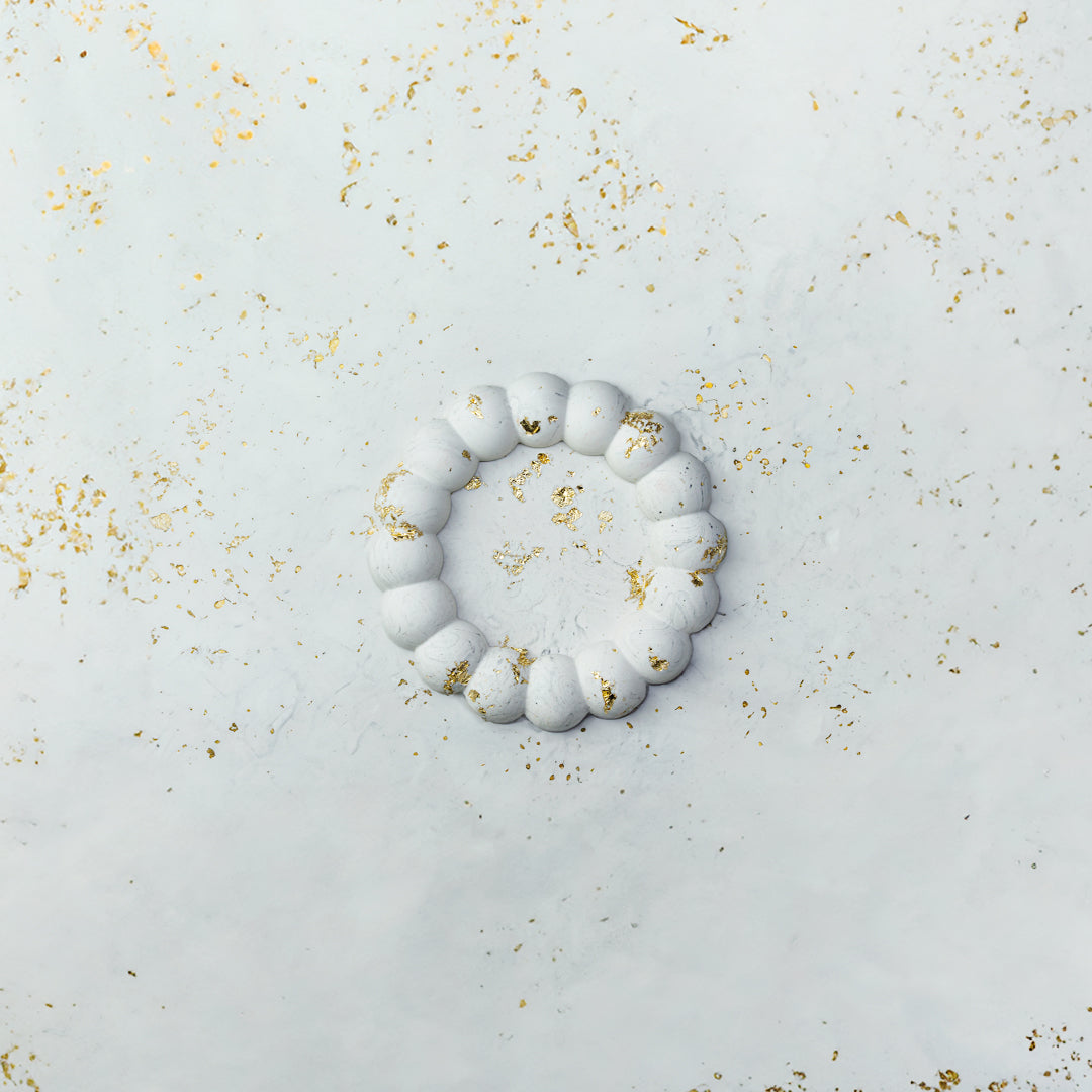 plateau rond fleur en jesmonite feuille d'or - May26