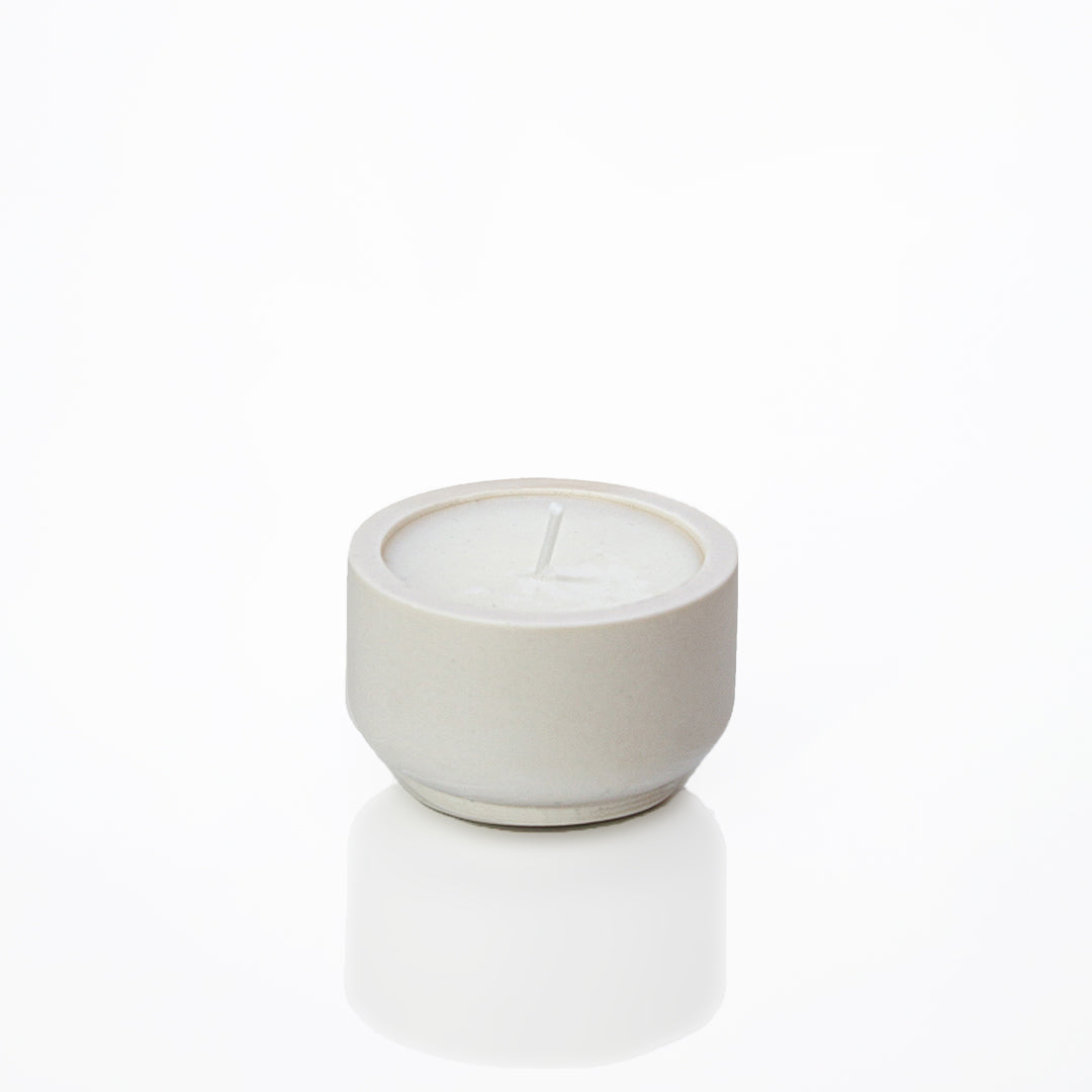 Bougie parfumée petit pot en jesmonite blanc - May26