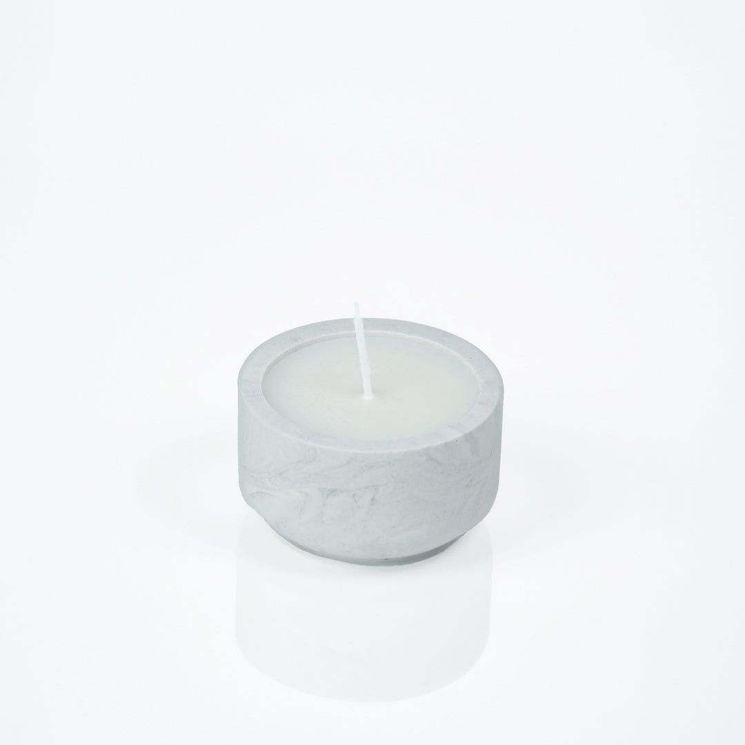 Bougie parfumée petit pot en jesmonite marbre gris - May26