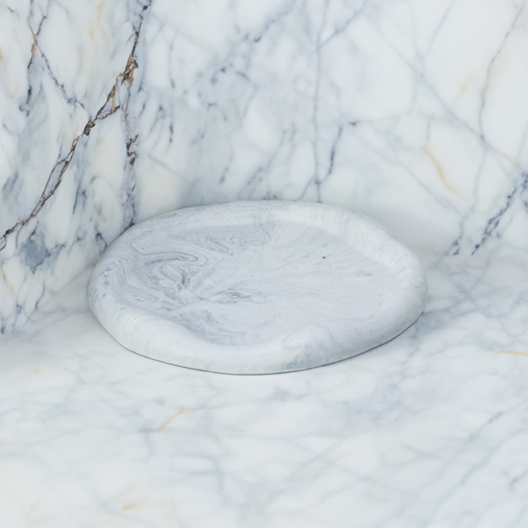 plateau rond en jesmonite marbre gris - May26
