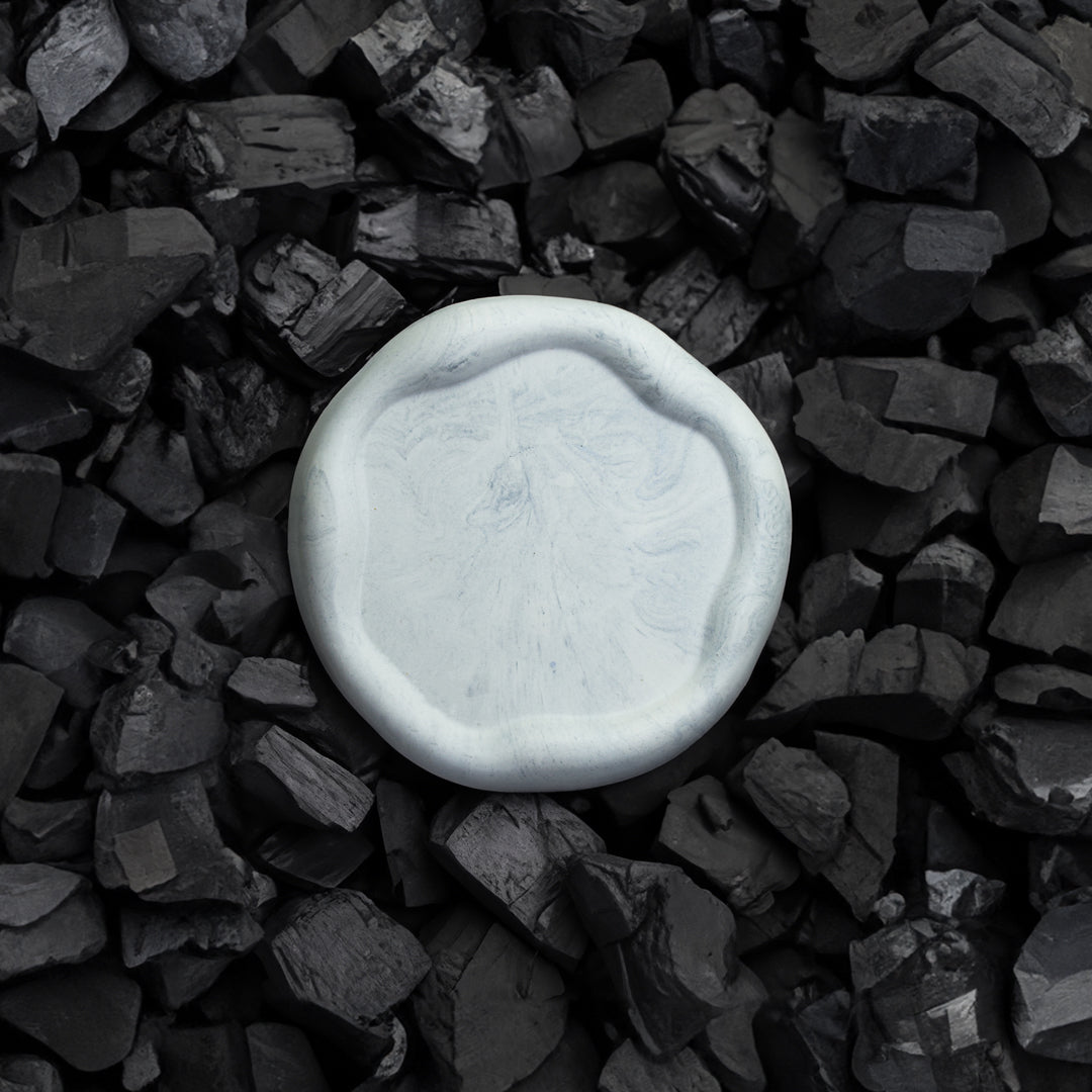 plateau rond en jesmonite marbre gris - May26