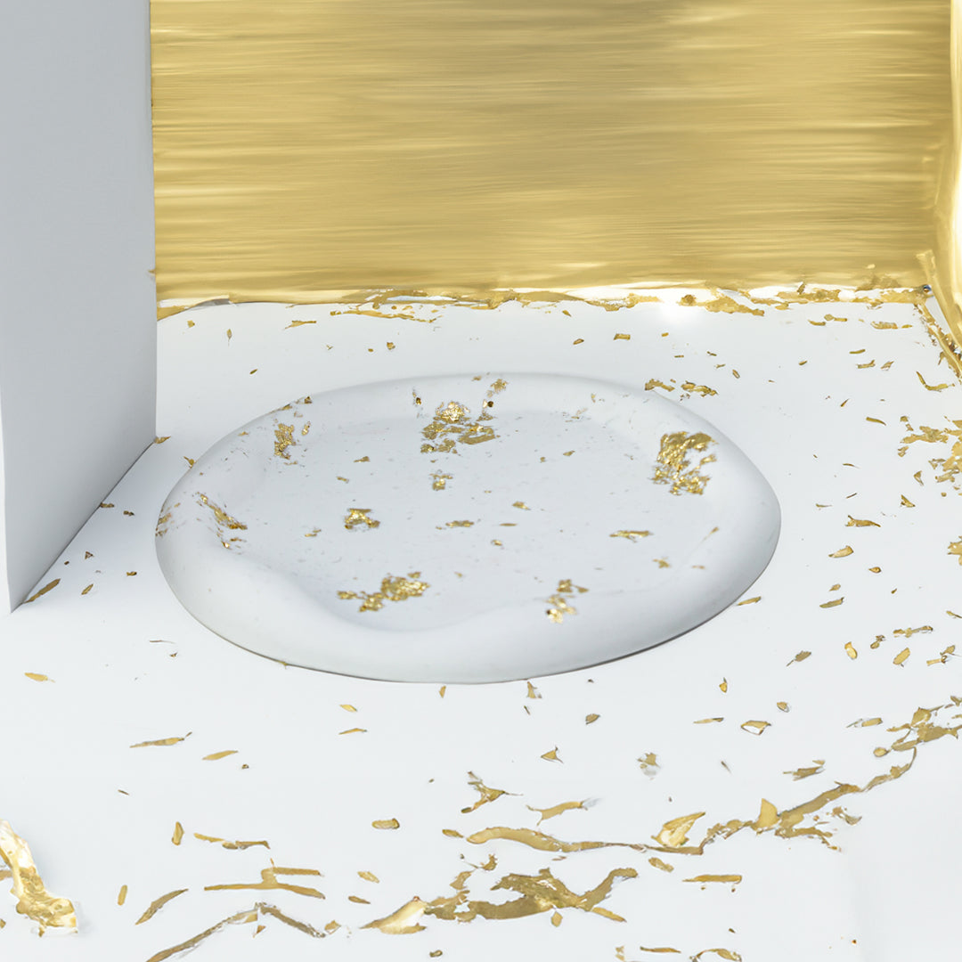 plateau rond en jesmonite feuille d'or - May26