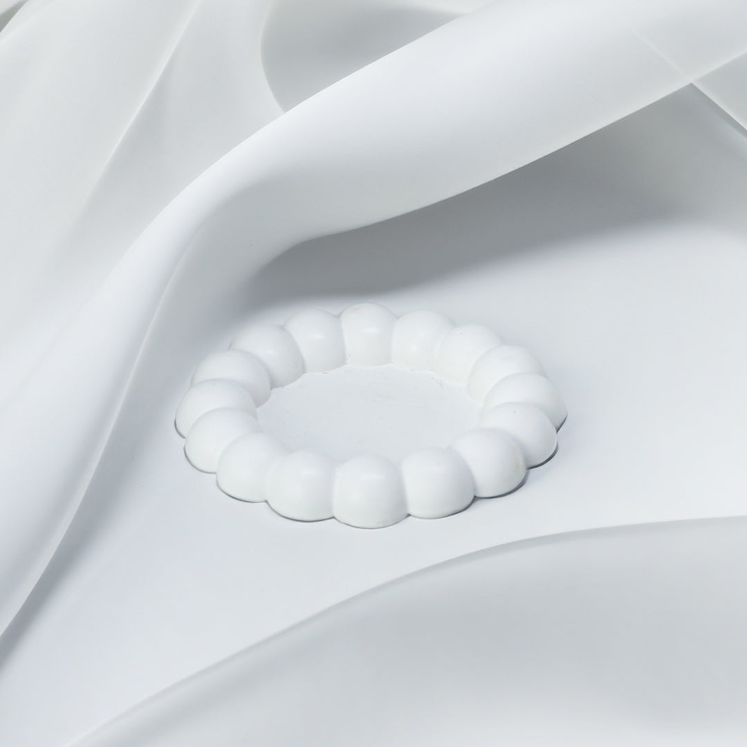 plateau rond fleur en jesmonite blanc - May26
