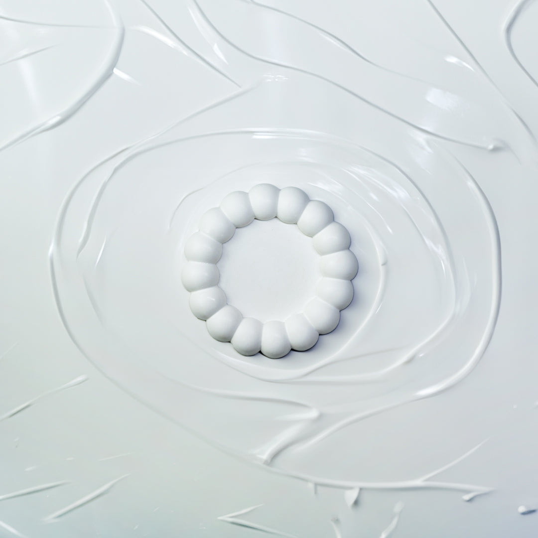 plateau rond fleur en jesmonite blanc - May26